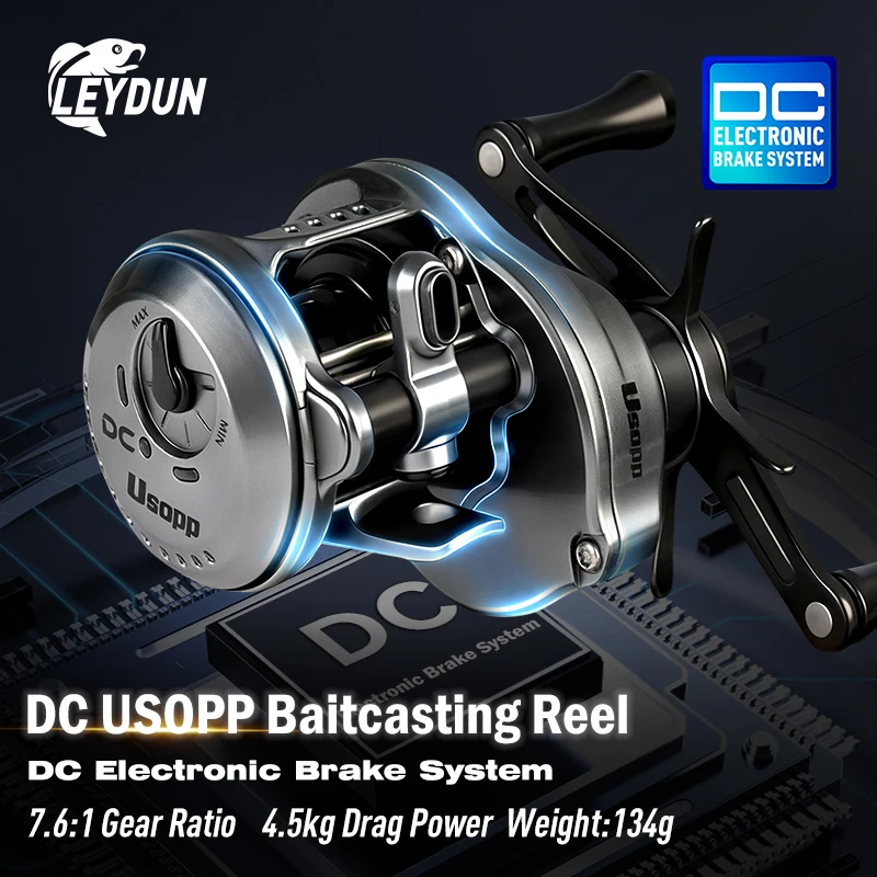 Leydun DC Usopp Baitcasting Reels 7.6:1 Gear Ratio 134g Ultralight