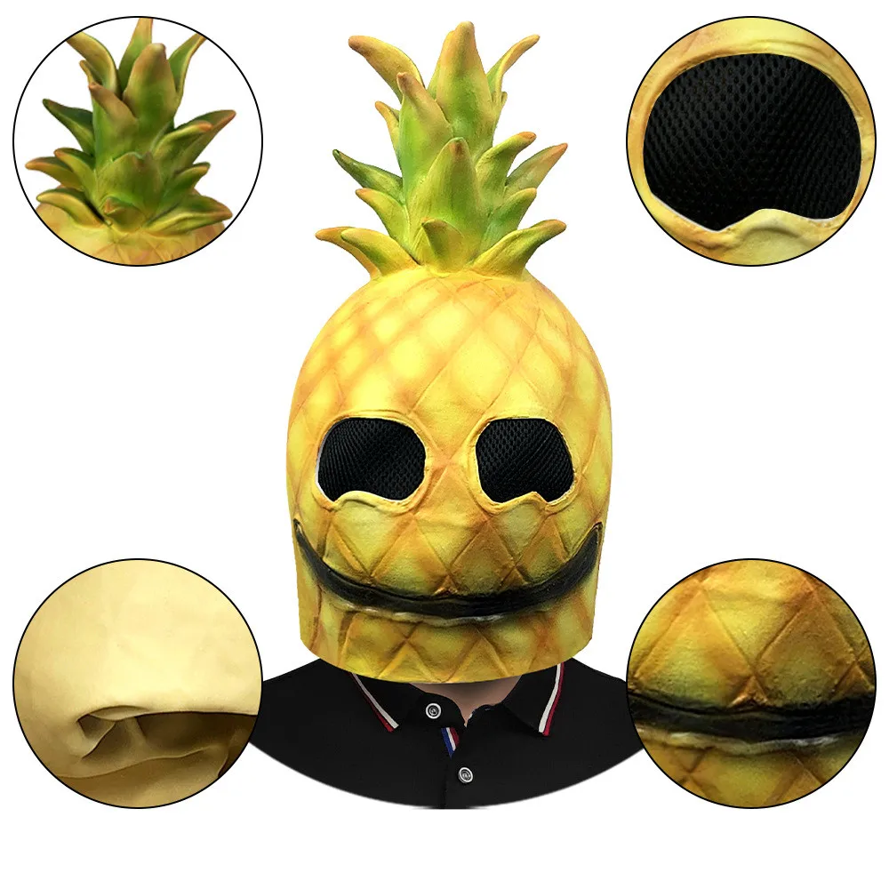 Ananas-Latexmaske Lustige Frucht-Kopfmaske Halloween Ostern Kostümparty Maskerade – Detail 5