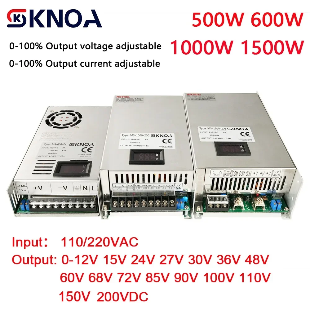 

Adjustable 500W 600W 1000W 1500W Digital Display Power Supply 0-12V 15V 24V 36V 48V 60V 72V 85V 110V 150V 220V Industrial SMPS