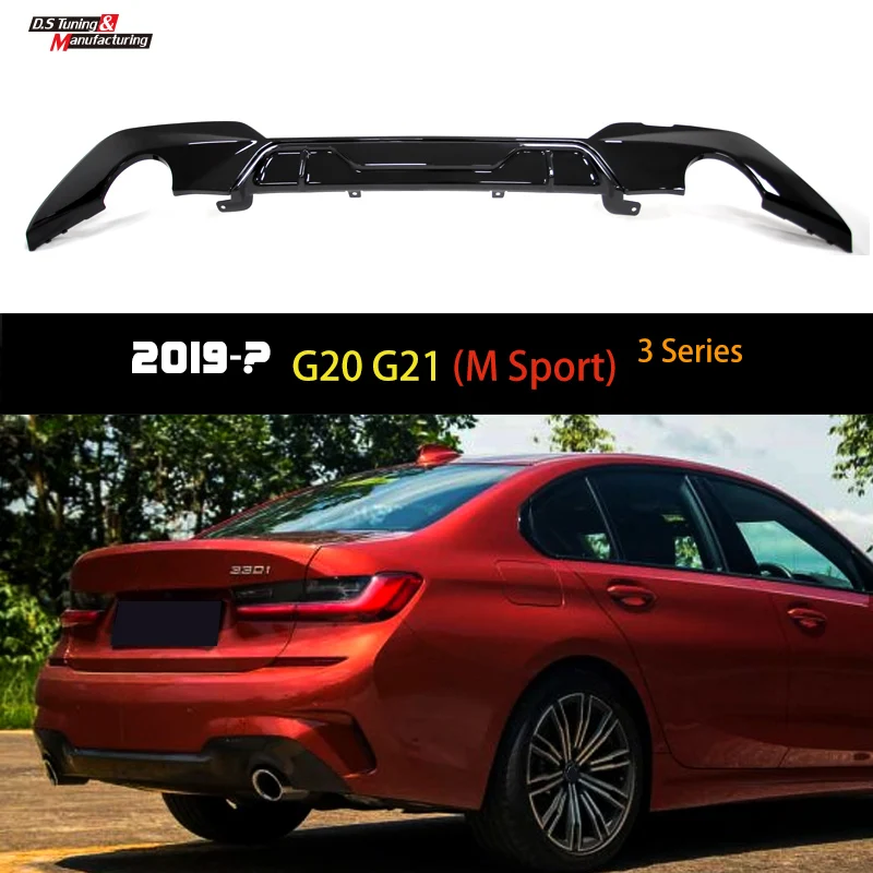 Car Accessories Rear Bumper Lip Diffuser Splitter Gloss Black Rear Lip Fit For BMW 3 Series G20 G21 M Sport Model PP Material