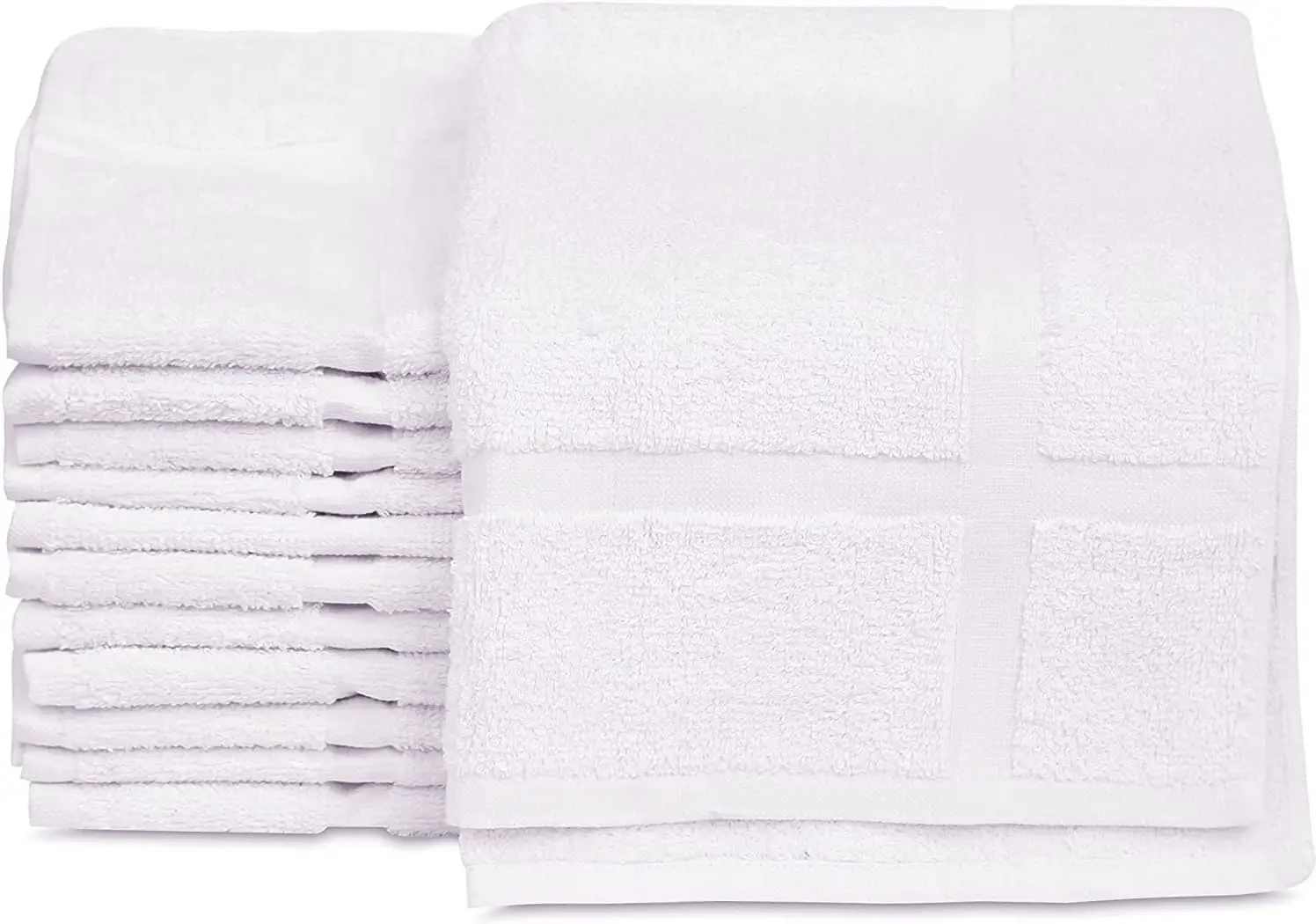 

12 Pack Cotton Blend White Hotel Bath Mat Towel 18x25 Inches Lightweight Quick Drying Machine Washable