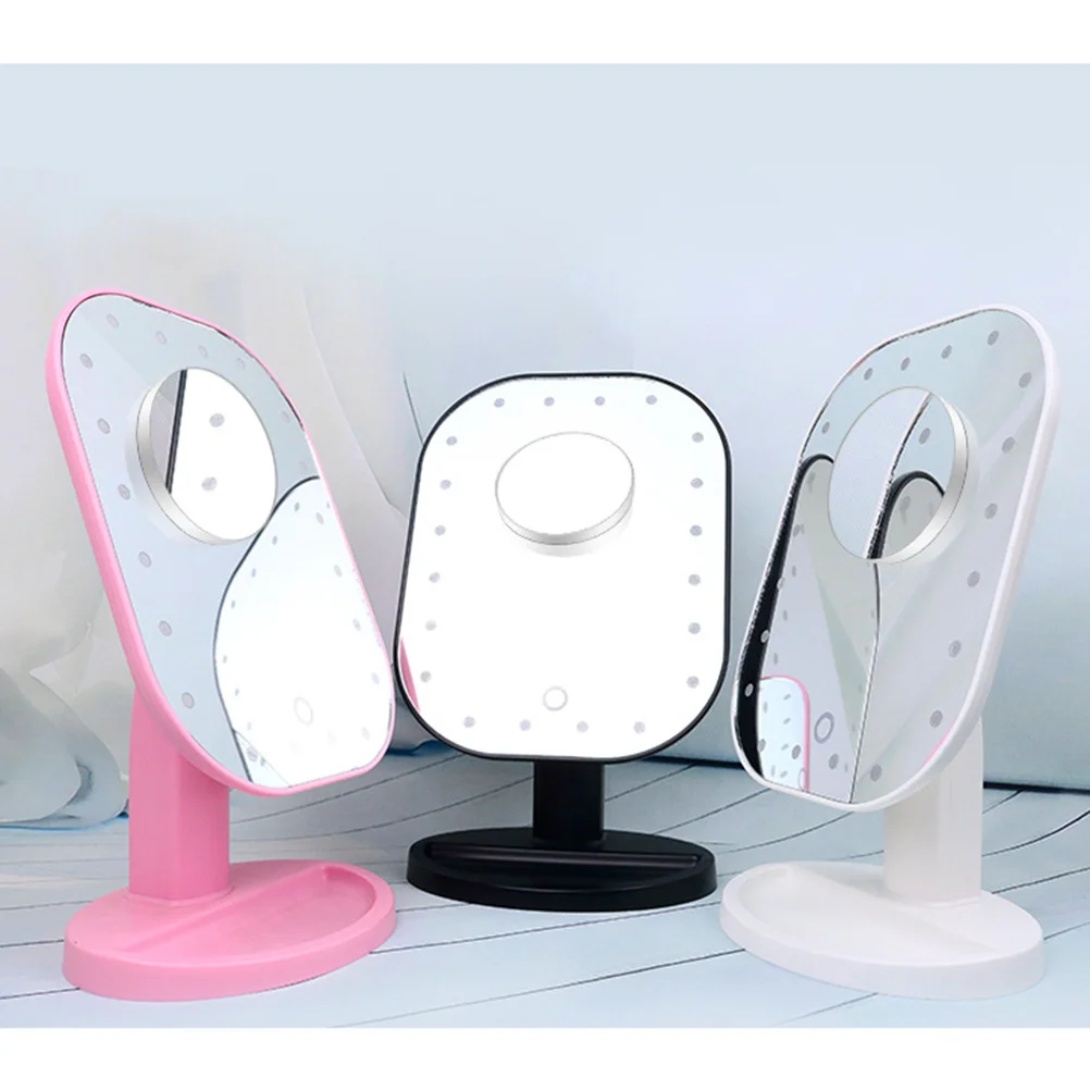 

LED USB Powered Makeup Mirror with 10X Magnification Adjustable Stand Rechargeable Touch Sensor Brightness 20 Light Bulbs