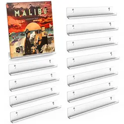 12/15 inch Vinyl Record Shelf Wall Mount, Clear Acrylic Album Record Holder Display, Kids Bookshelf, Floating Wall Shelves