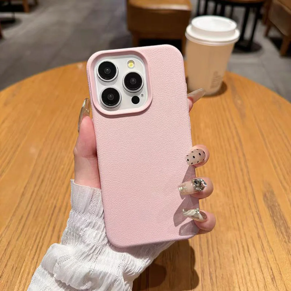 Pu Leder Handy hüllen für iPhone 16 Pro Cover iPhone 15 Pro Max 14 Plus 13 12 11 Pro Hülle reine Farbe weiche Silikon Stoßstange Funda