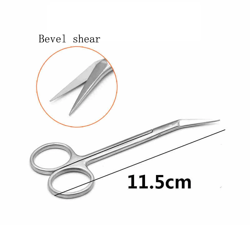 Plastic beauty stainless steel wow mouth scissors nasal septum 45 degrees scissors gold handle bird beak scissors nose comprehen