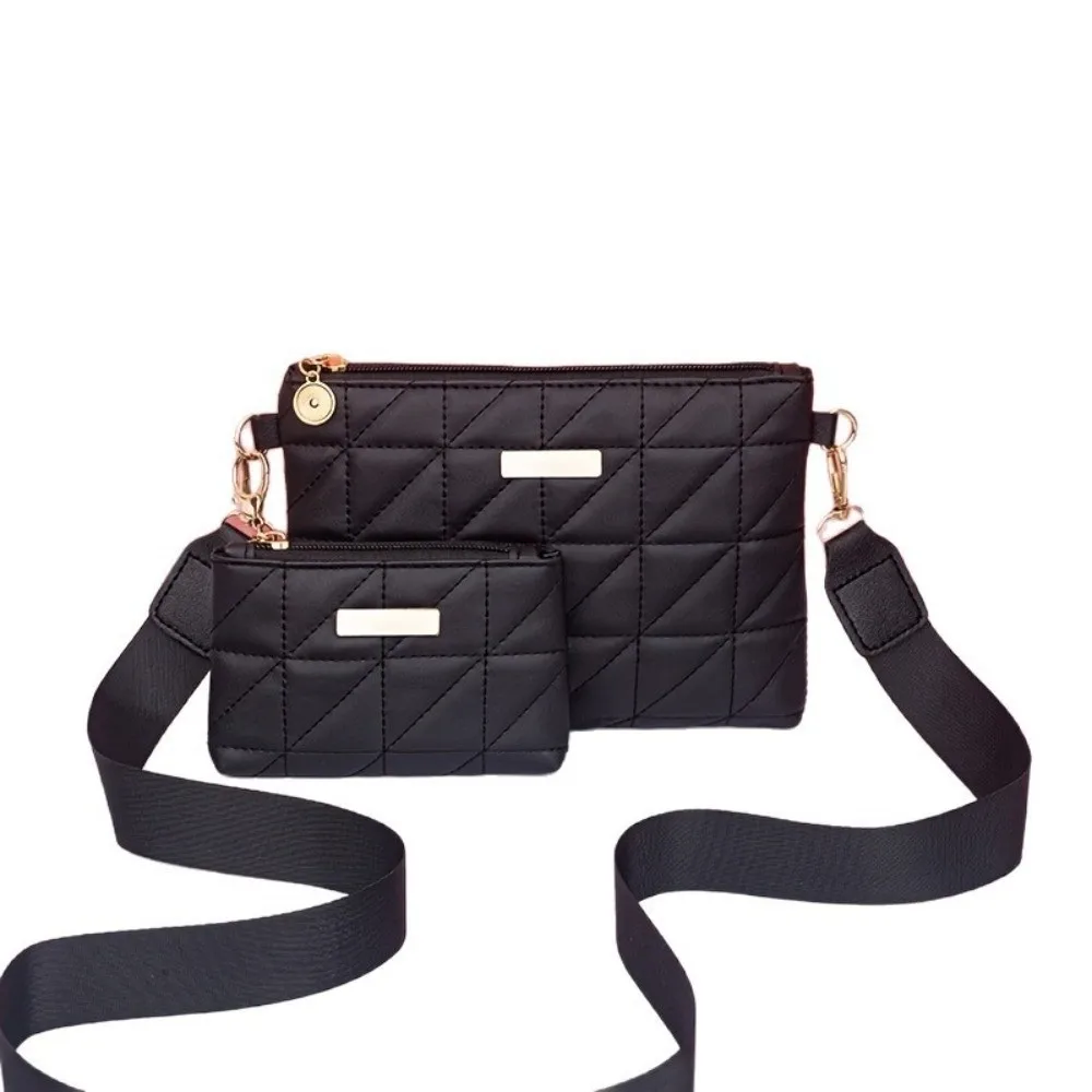 2Pcs Compact PU Leather Phone Bag Wallet Quilted Design Multi-functional Crossbody Bag Solid Color Mini Clutch Bag Casual Wear