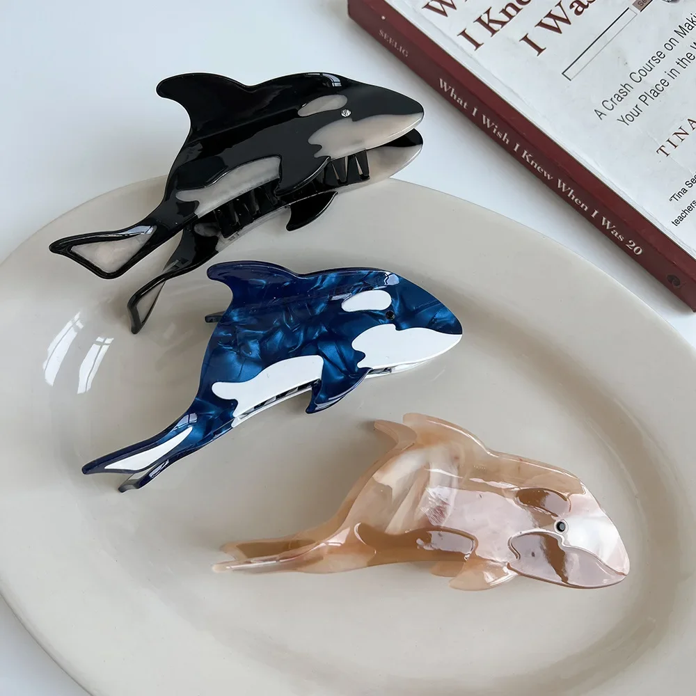 Cartoon Marine Shark Splice Dolphin Hair Clips Cute Blue Whale Acetate Hair Claw Hair Accessories Jewelry Gift For Women