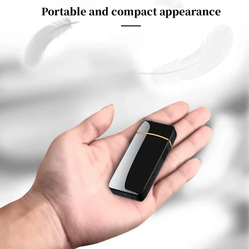 New Electric Lighter, Metal Double Arc Windproof LED Screen Touch Ignition Lighter, USB Charging Portable Lighter, Men\'s Gift