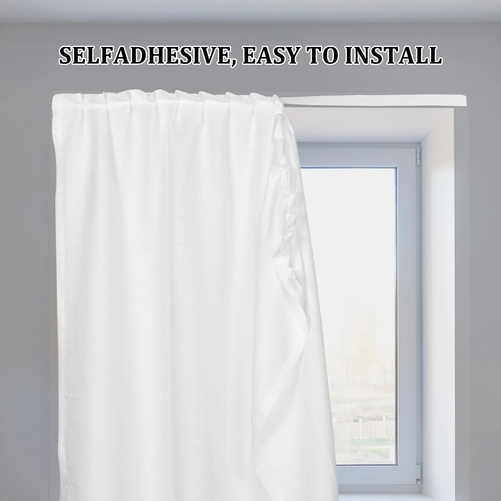 Curtain Room Bedroom Decor Window Halloween Christmas New Year Curtain Living Room Curtain Window White Curtain Self Adhesive