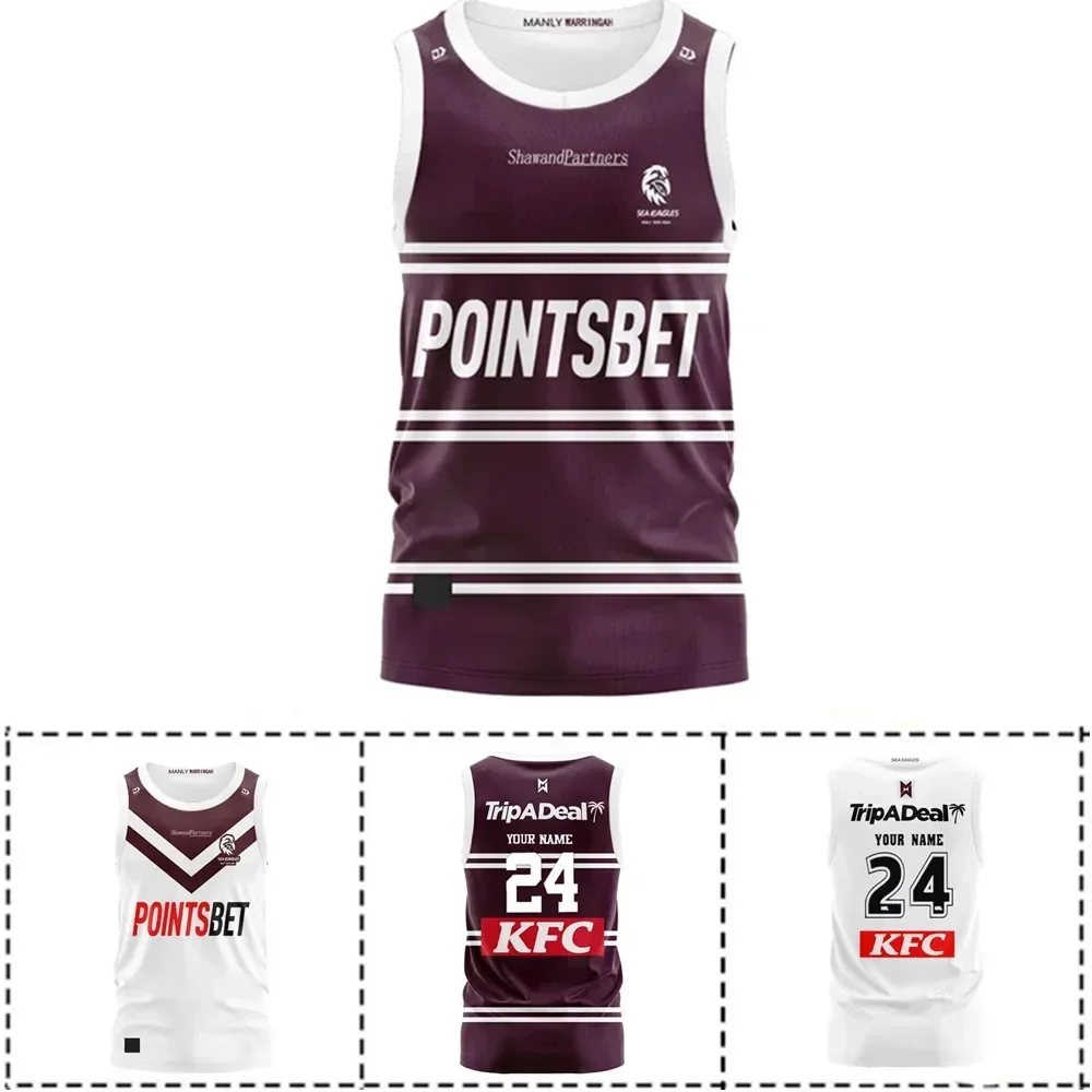 

2024 Manly Sea Eagles Home / Away / Training / Singlet Rugby Jersey - Men's Size: S-XXXL（Print Custom Name Number