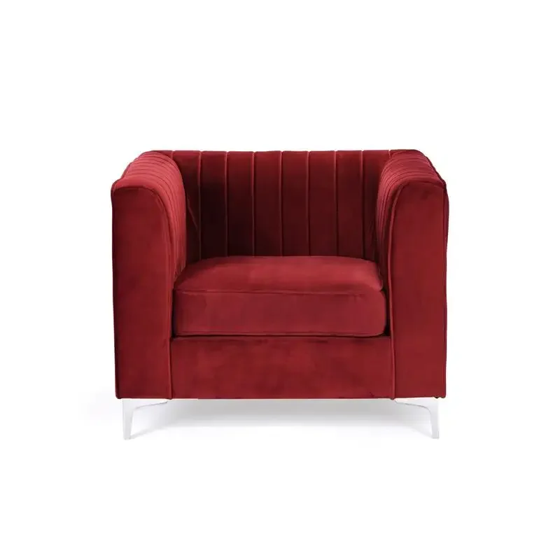 Stainless steel movable velvet armchair