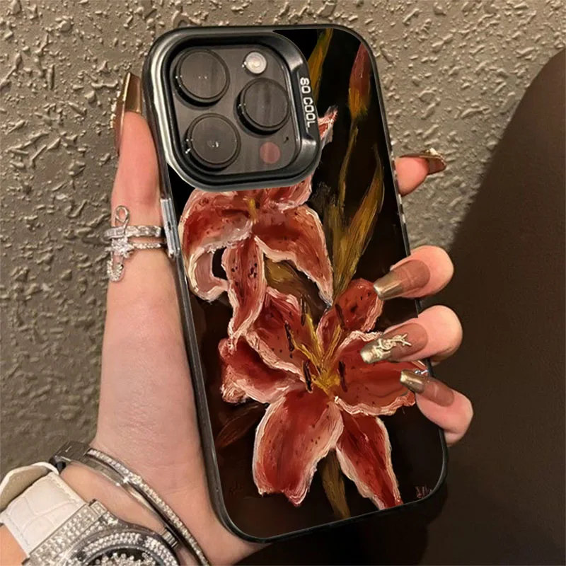 Oil Painting Lily Flower Retro Pattern Phone Case for Xiaomi Poco X7 X6 X5 X3 F5 F6 F7 M6 Pro 4G 5G Shockproof Anti-drop Cover