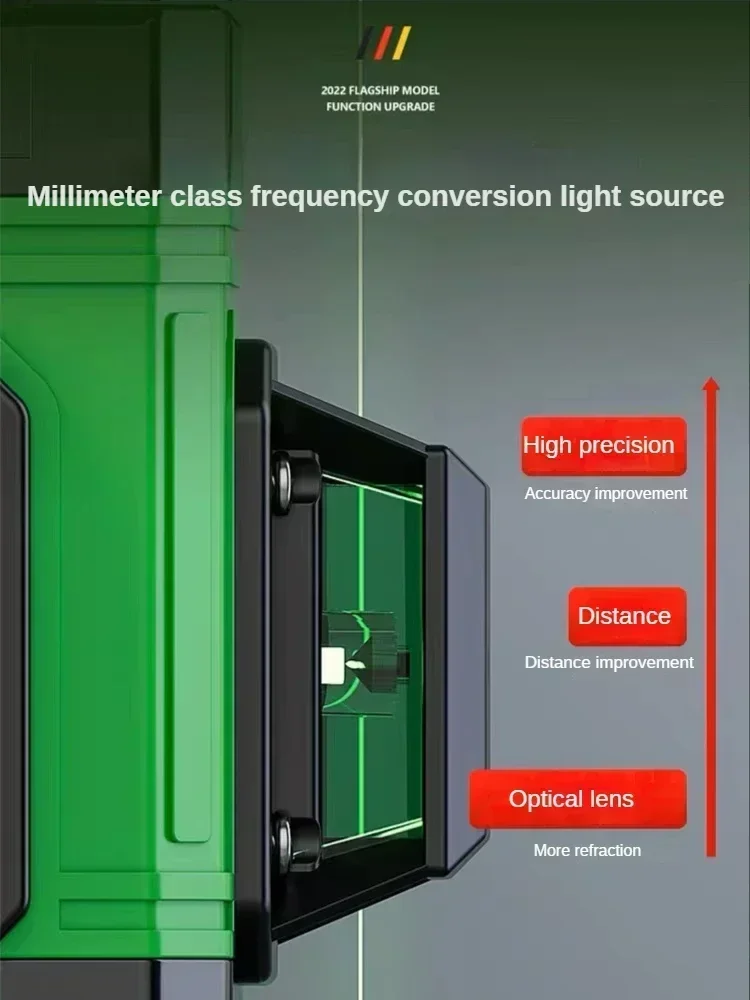 12 /16 Lines 4D/3D Laser Level 3° Cross Line Laser Level Green Beam Lines Multifunction & Remote Control With Li-ion battery