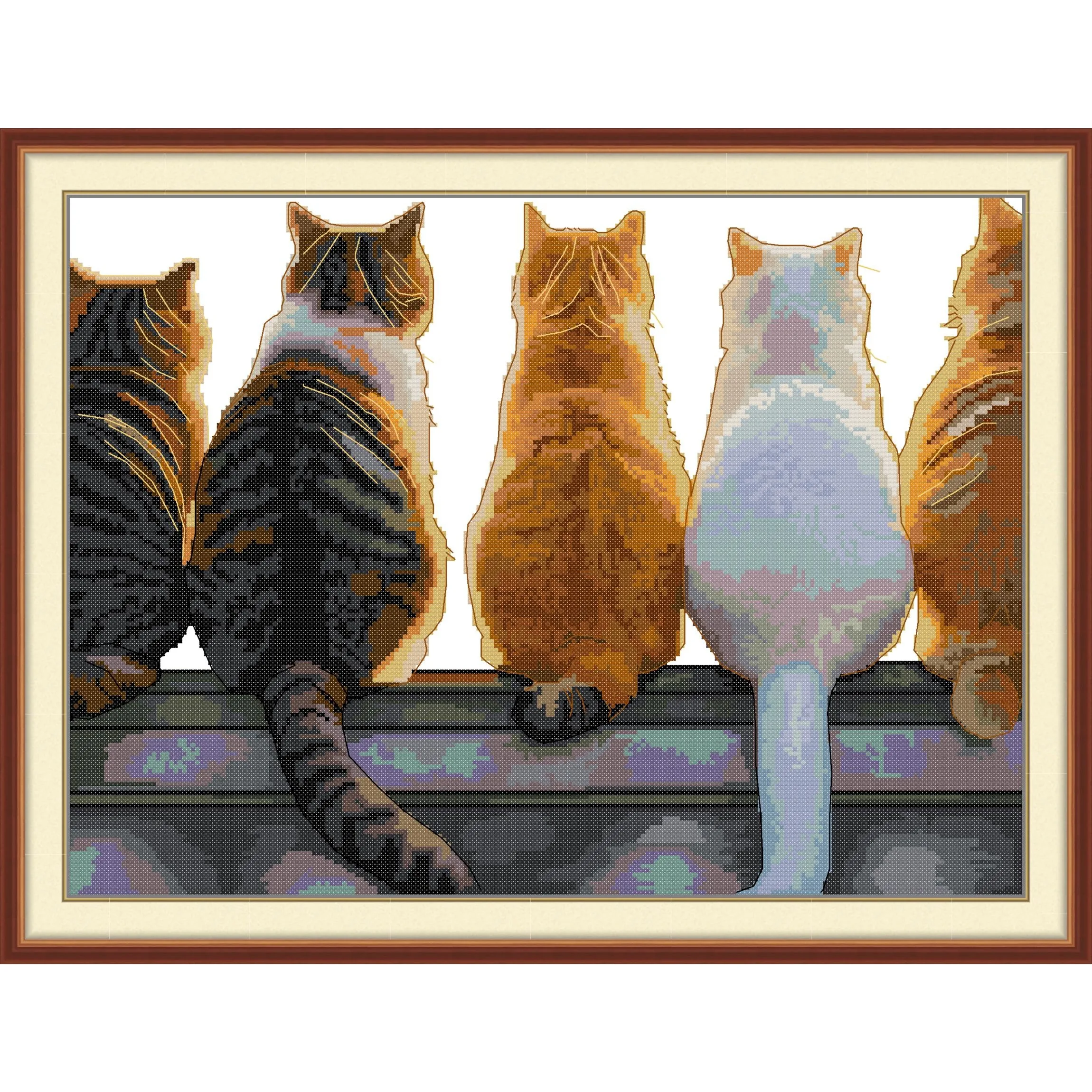 

Soulgift News Pre-Printed Cross Stitch Kit, Stamped Aida Fabric with DMC Threads, Embroidery Kit - Watching The Sunset