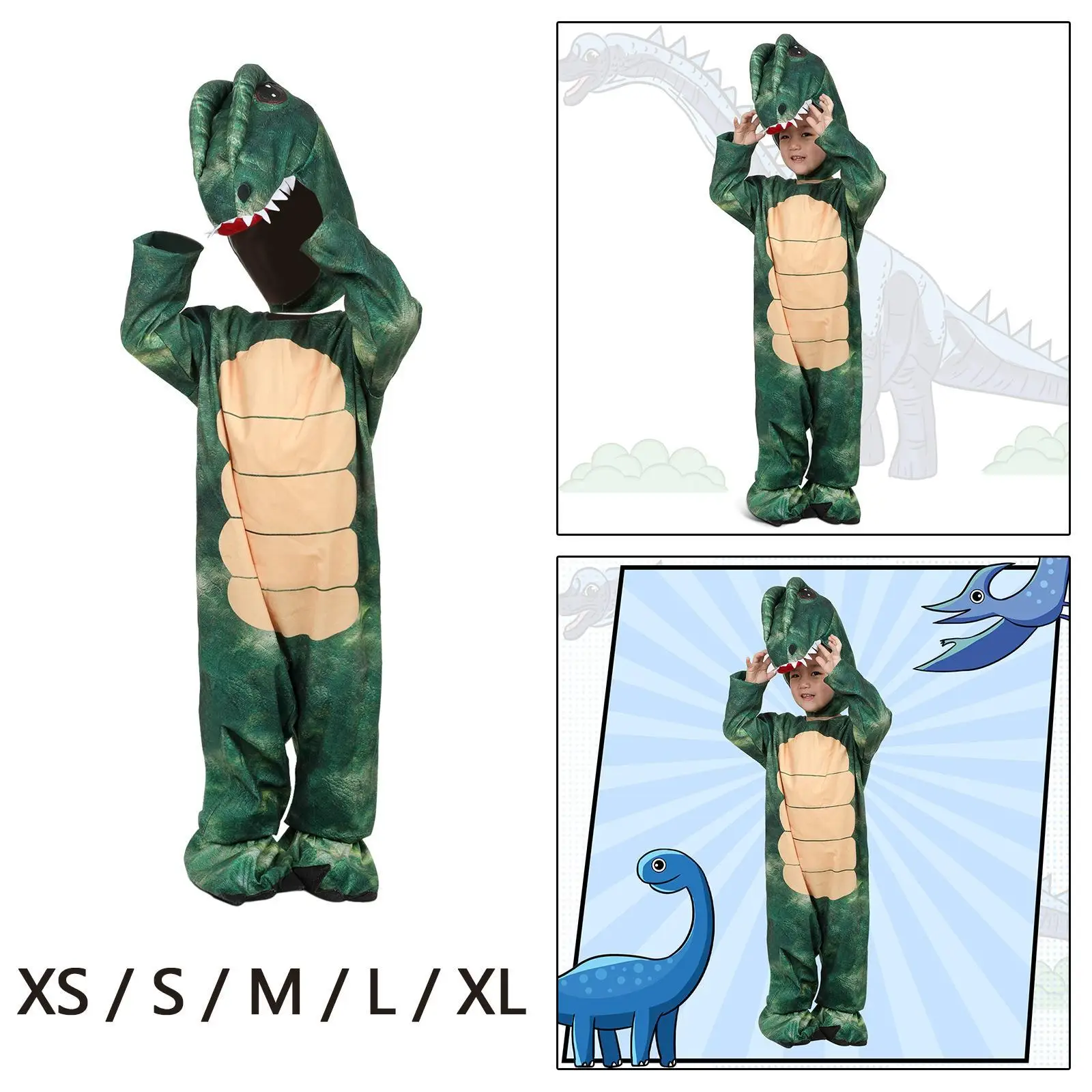Costume de dinosaure pour enfants, déguisement d'halloween, tenue de Cosplay animale confortable
