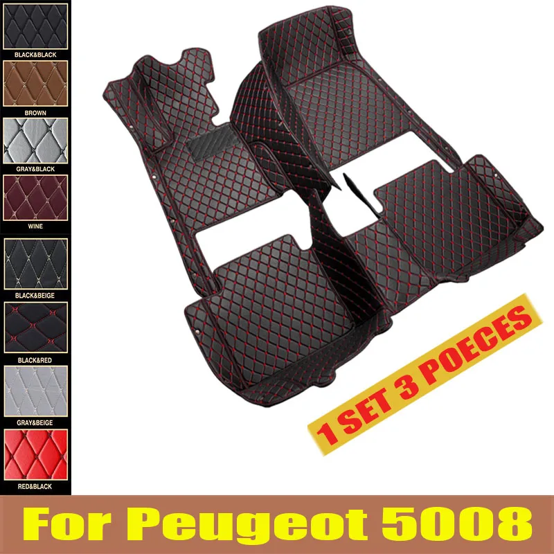 

Car Floor Mats For Peugeot 5008 P87 MK2 2017~2023 Pad Luxury Leather Mat Carpets Durable Rugs Set Interior Parts Car trunk mat