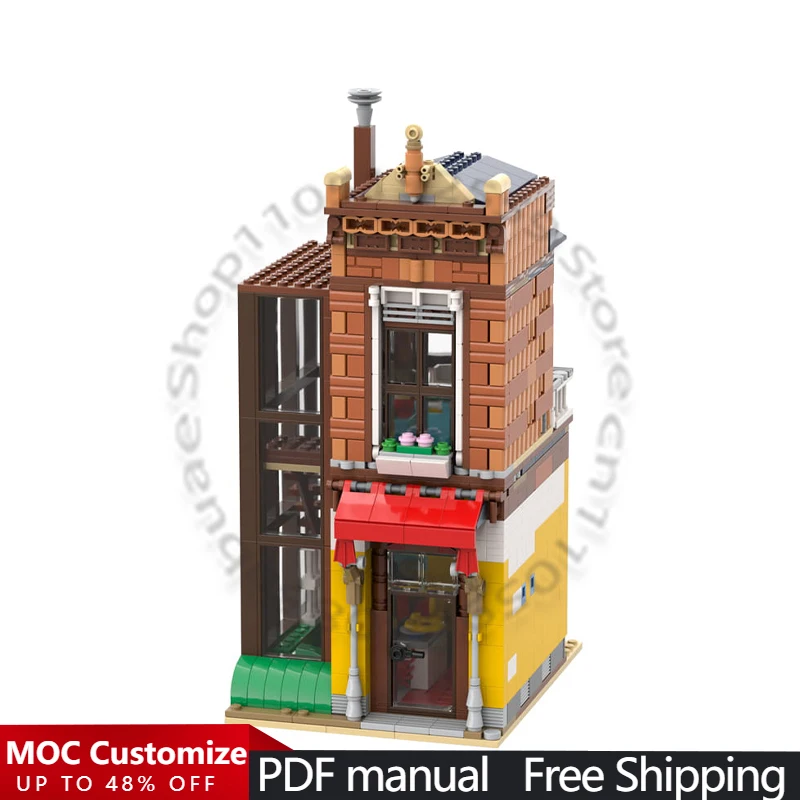 942 PCS House Street Travel Agency MOC Aanpassen Modulair bouwsteen Creatief ontwerp Educatief DIY Jongensspeelgoed Verjaardagscadeau
