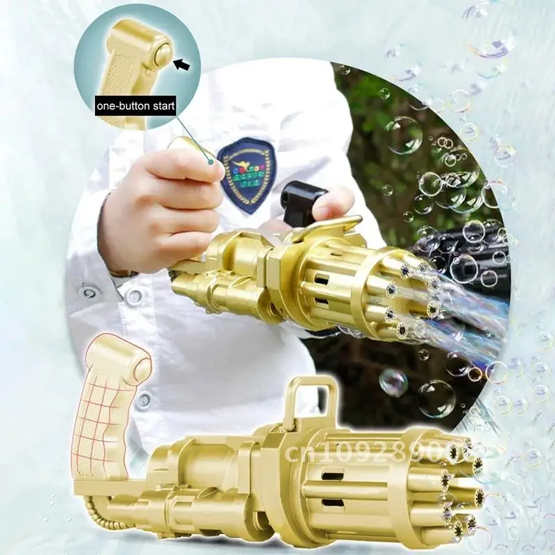 Kids Toys Electric Bubble Machine Automatic Bath Toys Gun Buble Children Game Bathroom Gatling Bathtub for Boy Plastic Gum Water