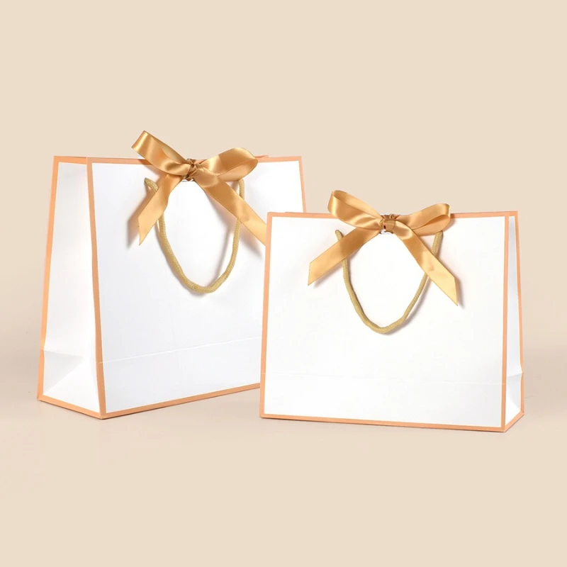 5/10/15 Stück Großhandel Papier-Geschenktüten mit Schleife, recycelte Hochzeits-Einkaufstaschen mit Griffen, Kleidung, Schmuck, Verpackungsbeutel