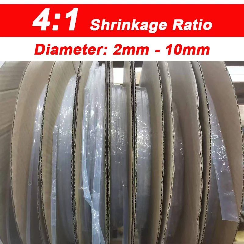 1M PTFE/FEP Transparent Heat Shrink Tube Shrinkage Ratio 1.7:1 / 1.3:1 /4:1 Dia.0.5mm ~ 40mm High Temperature Cable Shrink Film
