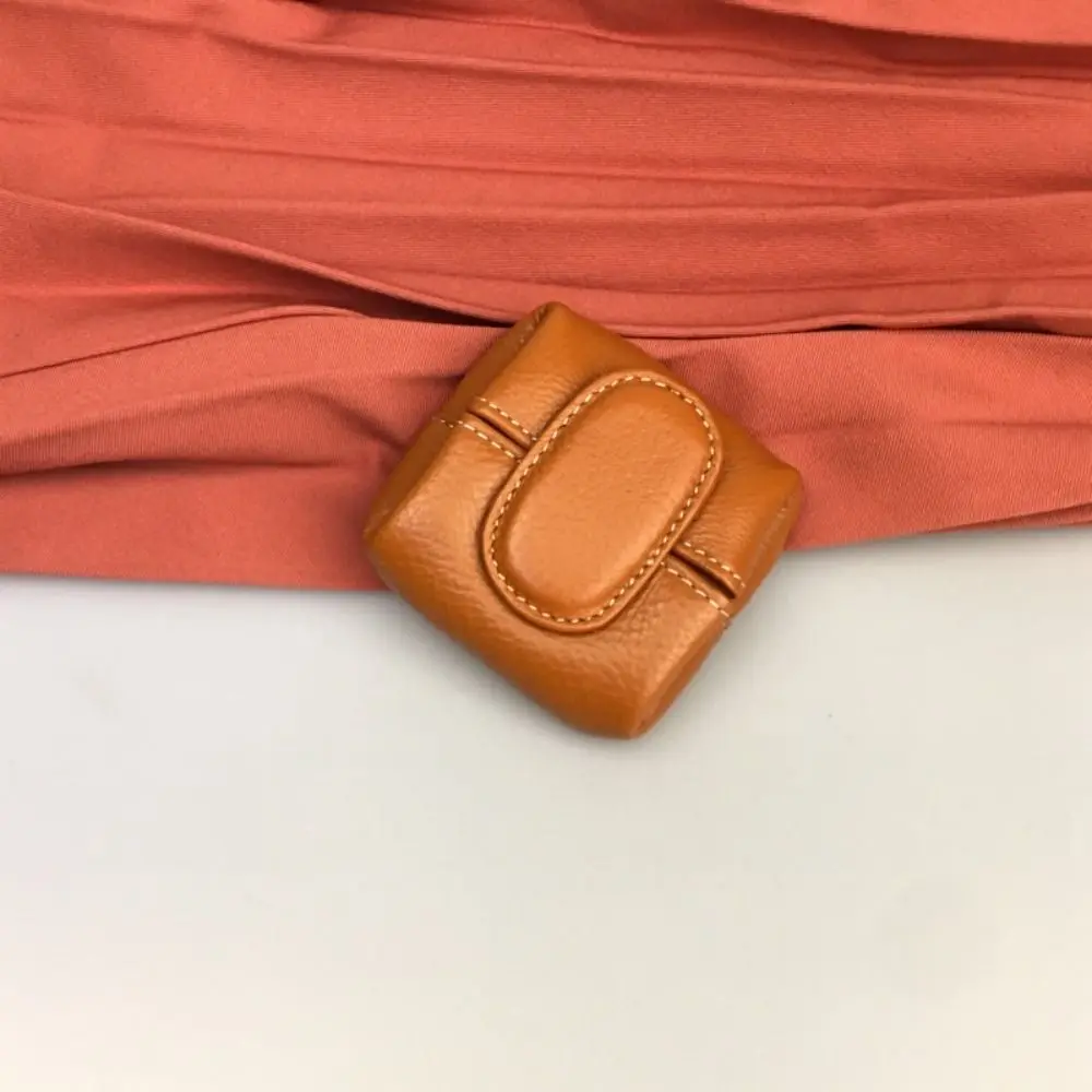 Soft Lychee Pattern Coin Purse Snap Button Multifunctional Mini Cowhide Wallet Lightweight Square Earphone Storage Bag