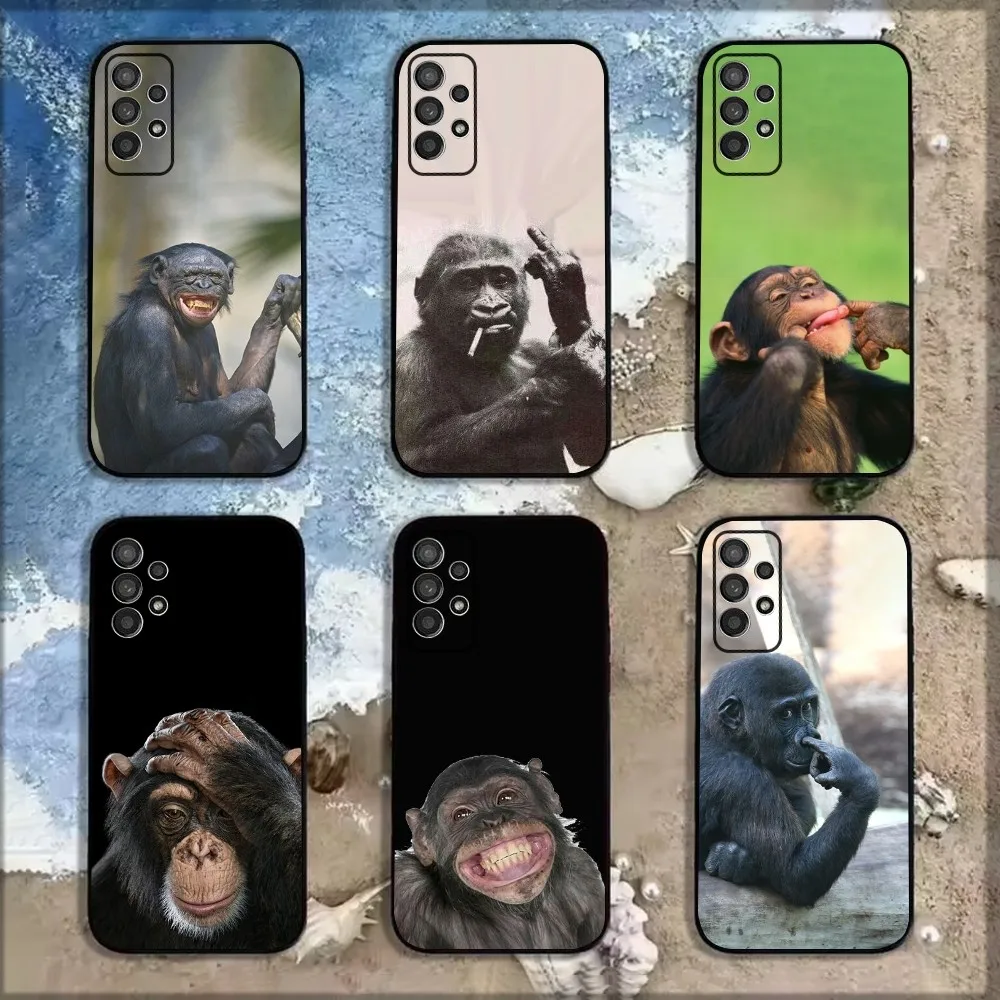 Monkey Gorilla Orangutan Funny Phone Case For Samsung Galaxy A13,A21s,A22,A31,A32,A52,A53,A71,A80,A91 Soft Black Shell