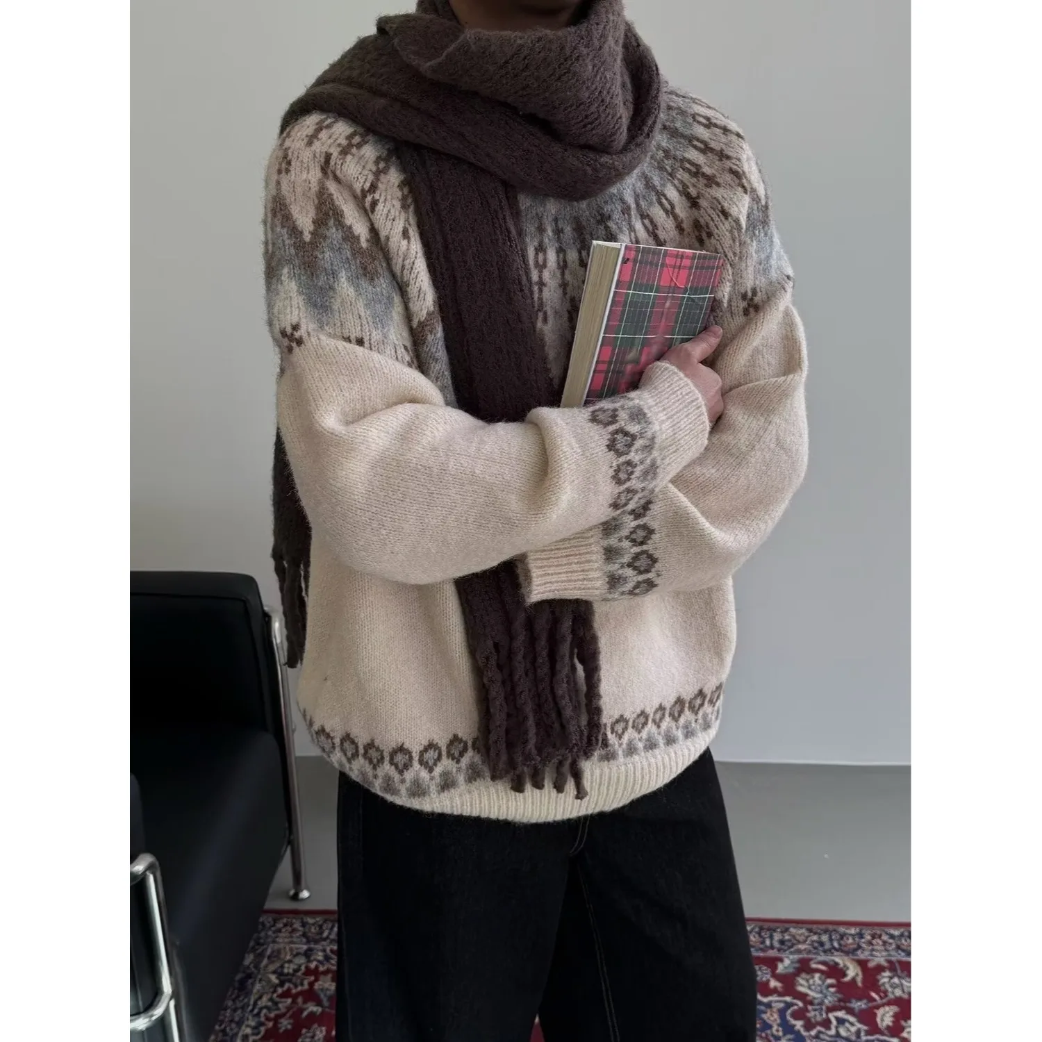 長袖セーター シンプル ファッション アーティスティック 多用途 和風 怠惰 インス 原宿 新しい 人気 文化的 男性 女性 ユニバーサル