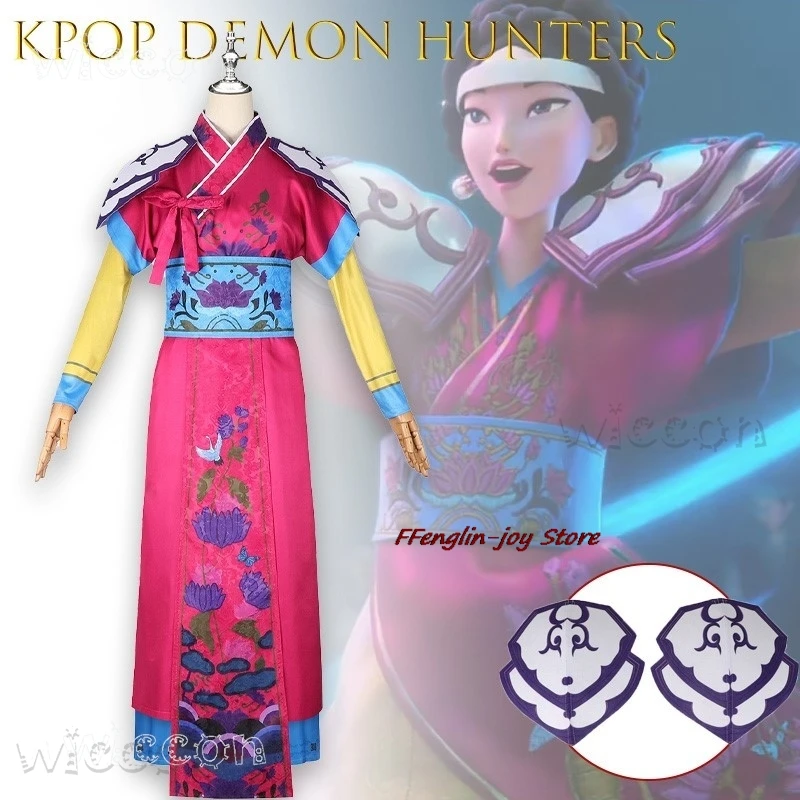 

disfraz Halloween Costumes ‌‌‌‌‌guerreras kpop Demon Hunters Red Dress Cosplay Anime Character Outfit Sleeve mujer