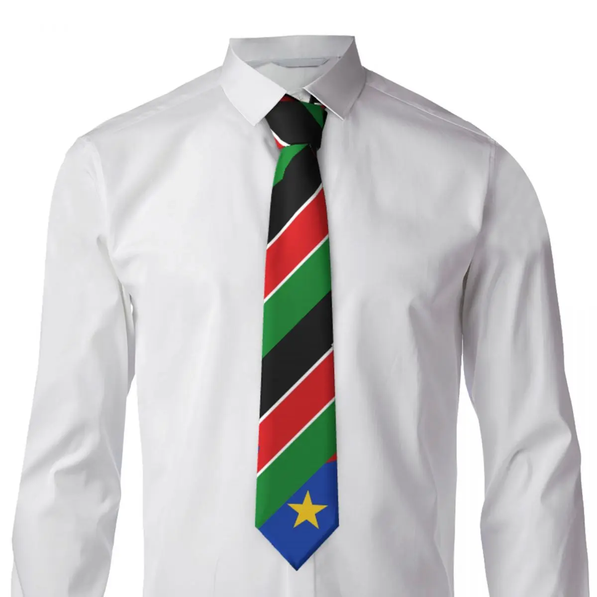 South Sudan Flag Tie Emblem Stripes Business Neck Ties Elegant Neck Tie For Men Pattern Collar Tie Necktie Birthday Gift