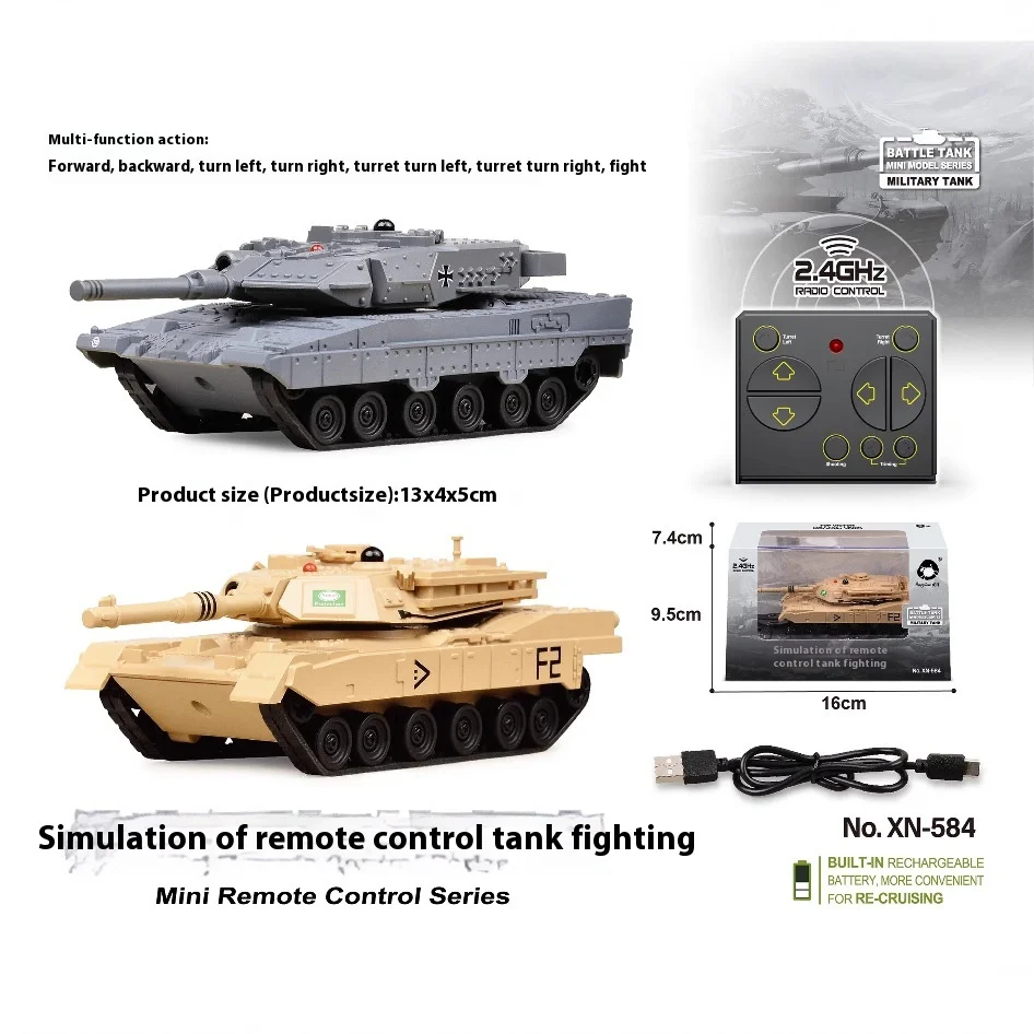 Rc Tank 777-584 Mini Remote Control Tracked Tank Tiger Tank Combat Military Tank Model Simulation Popular Kids Xmas Toy Gifts