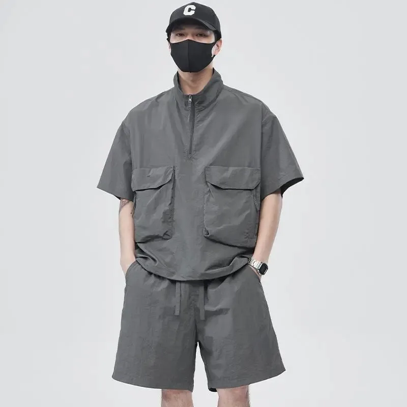 

Casual Sportswear Suit for Men Solid Color Loose a Complete Set of Teenagers American Handsome Loose Versatile Two-piece Set