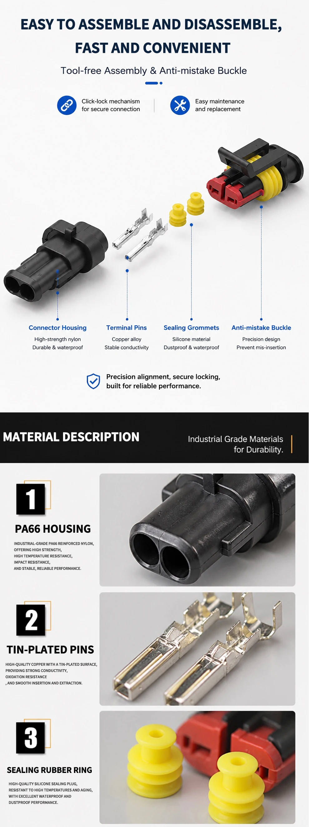 6Pin Waterproof AMP Auto Connector 18AWG M/F 1.5mm Term Quick Disconnect for Car Truck VehicleDJ7061-1.5-11/21 282090-1/282108-1 T&I Online Store