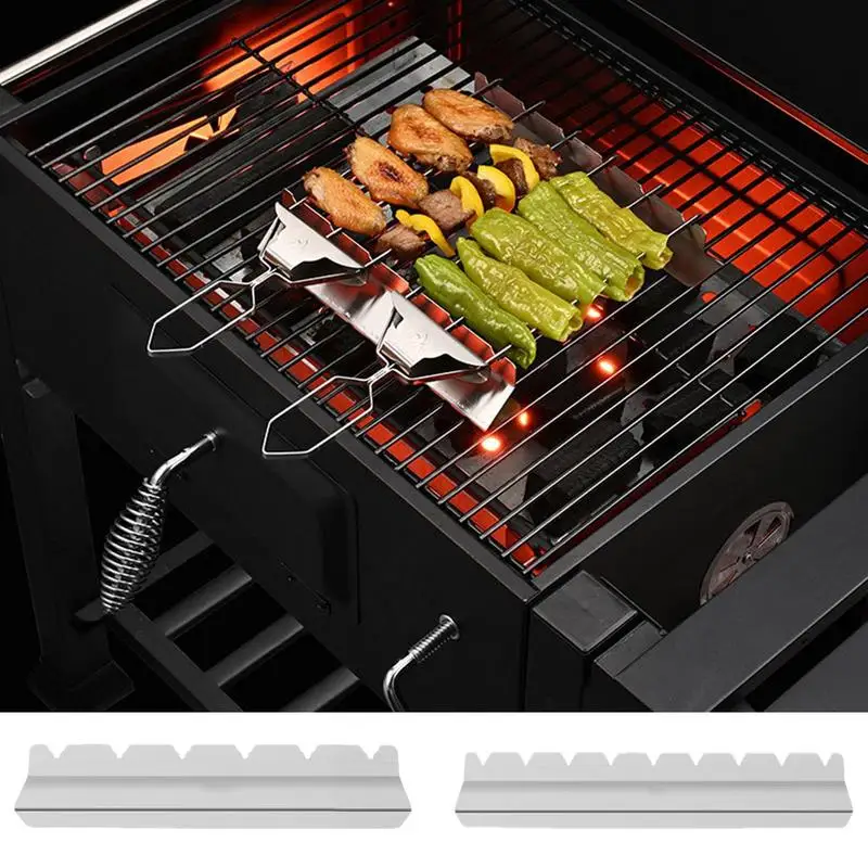 Skewer Rack For Grill Grill Skewers Support Kebob Rack BBQ Skewers Holder Skewer Rack Stainless Steel Wide Grill Stick Rack For