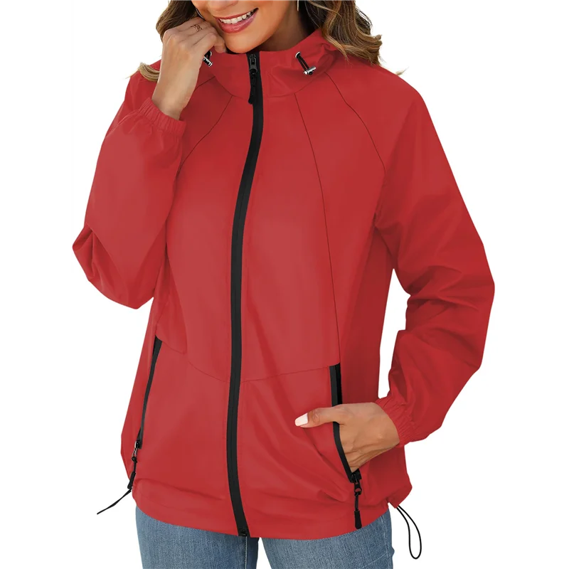 

ABKY-дождевая куртка для женщин, водонепроницаемая ветровка с капюшоном, компактный плащ с карманами