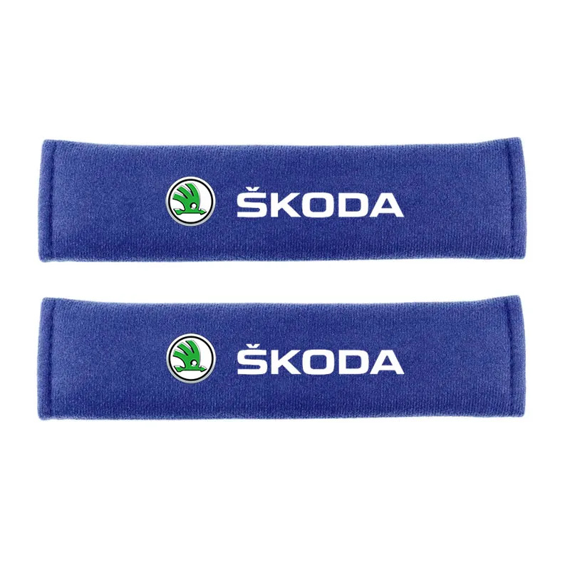 2Pcs Seat Belt Covers Car Safety Belt Cover For Skoda Octavia 2 3 Fabia Superb Rapid Kodiaq Karoq Auto Accessories