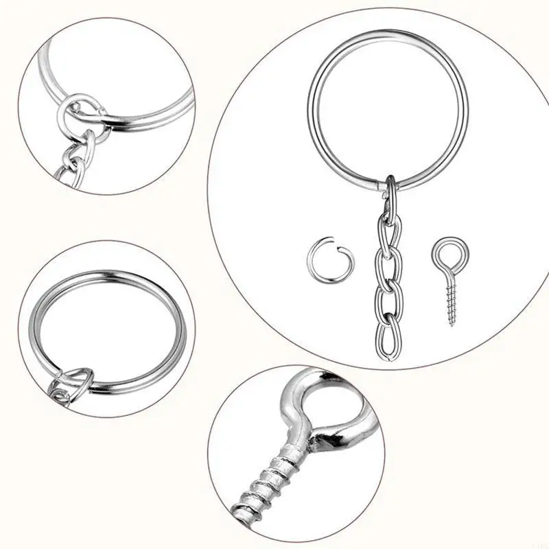 150 Pcs Combination Set Split Metal for Key Ring Keychain Rings with Chain for D