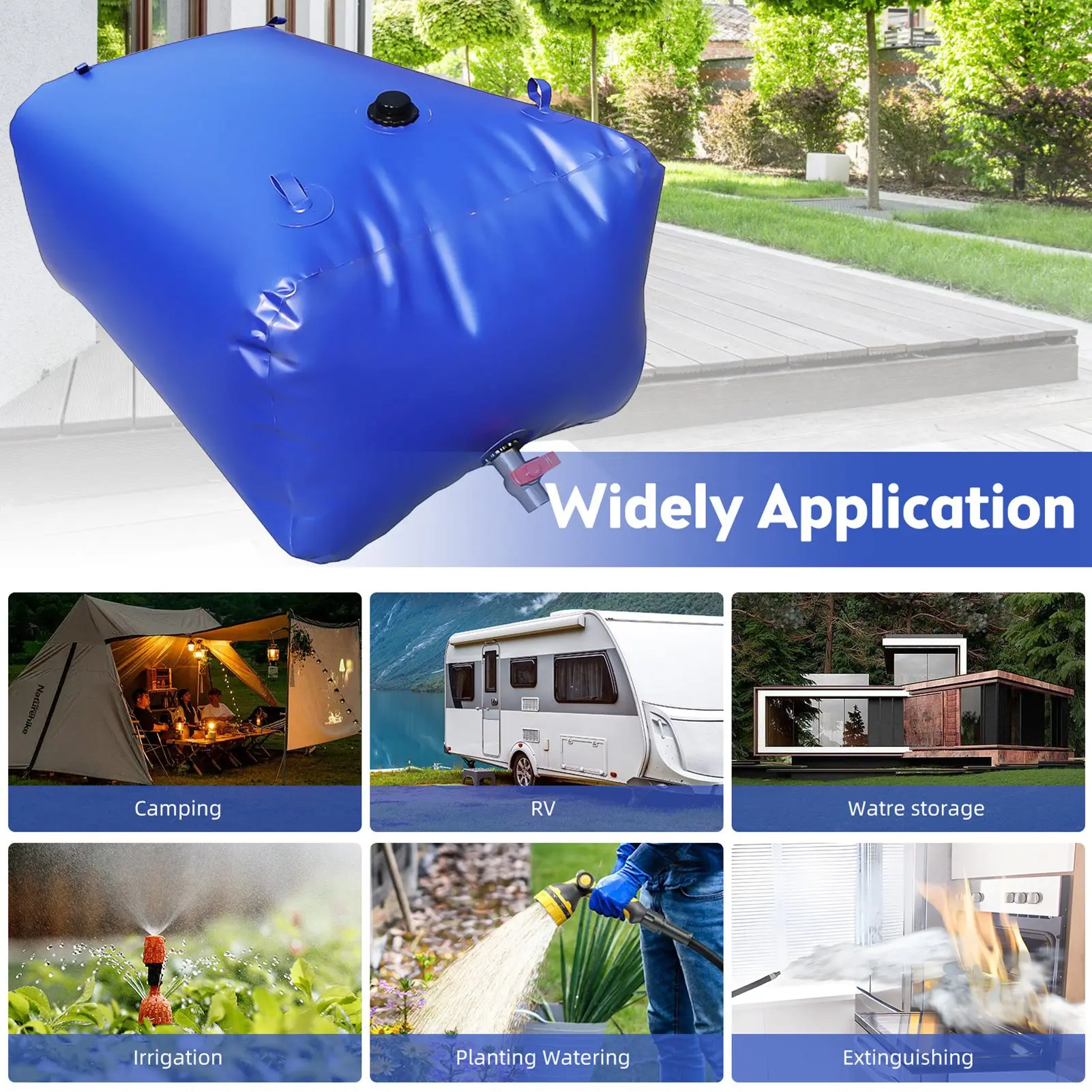 

50L/13.21Gal Foldable Soft Water Bladder - Portable Camping Emergency Tank with Drought Resistance for Gardening & Irrigation