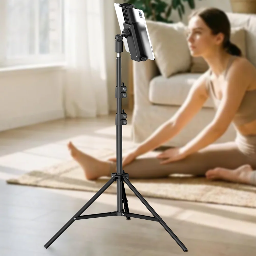 1.6M Adjustable Floor Tripod Tablet Stand Phone Holder 1/4 Screw Mount for Apple IPad Samsung Galaxy 4 To 14 Inch Home Office