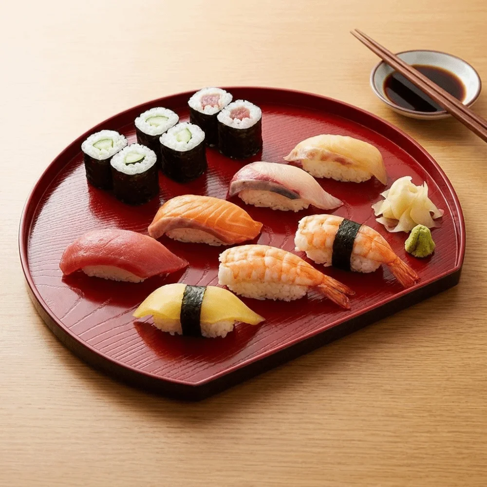 Dinnerware Japanese-Style Semi-Circular Sushi Plate Plastic Stackable Fruit Tray Non-Slip Thickened Sushi Food Tray Hotel