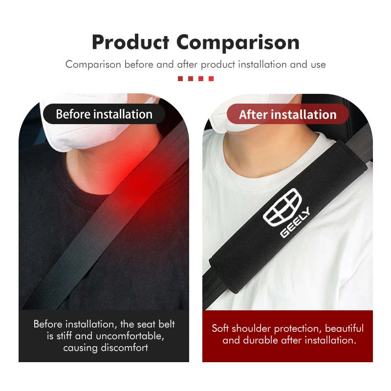 Universal Car Seat Belt Shoulder Pad Auto Interior Accessories For Geely Geometry C Tugella GC9 X7 GX3 CK GC6 LC EC8 CK2 CK3 view 3
