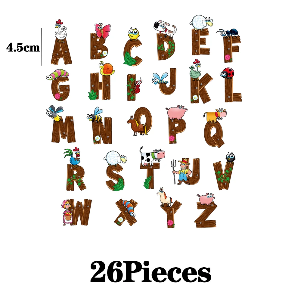26Pcs/Lot Iron On Ironing Patches Cute Letters Heat Transfers For Thermo-Adhesive Children\'s Clothing Fusible T Shirt Stickers