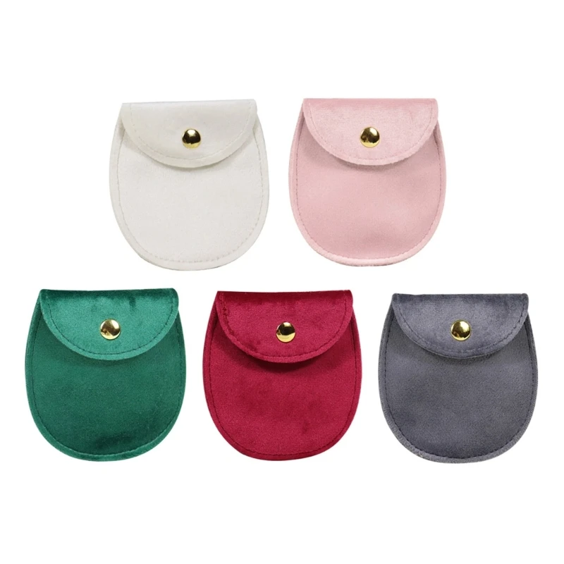 

15 Pieces Fashionable Sturdy Flocking Jewelry Storage Bags Oval Designs Portable Accessory for Women Everyday Use