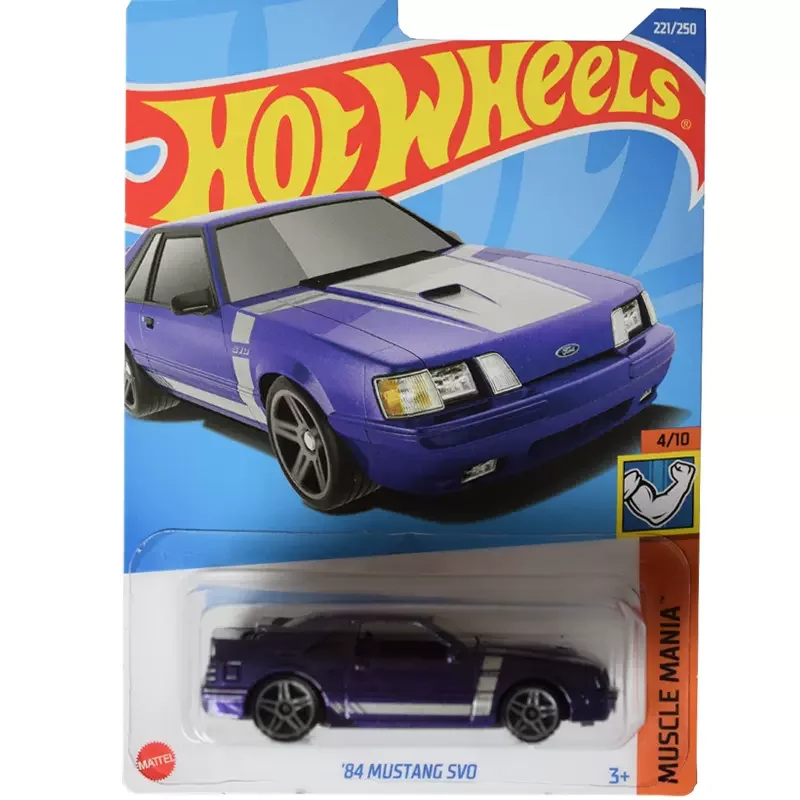 Original Hot Wheels 1/64 Diecast Automobile Purple \'84 Mustang SVO Car Models Alloy Traffic Toys for Boys Muscle Mania 2022 Case