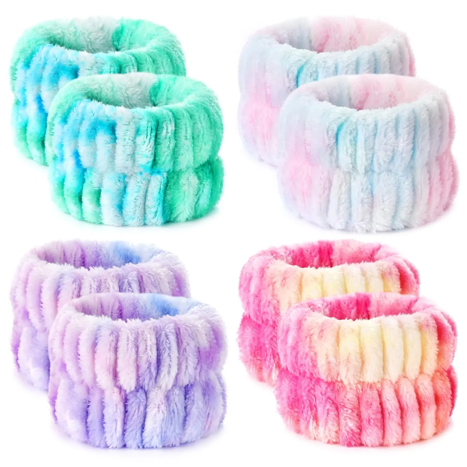 

8Pcs Wrist Bands for Washing Face - Soft, Absorbent Arm Bands for Skincare & Makeup, Spa Wrist Scrunchies