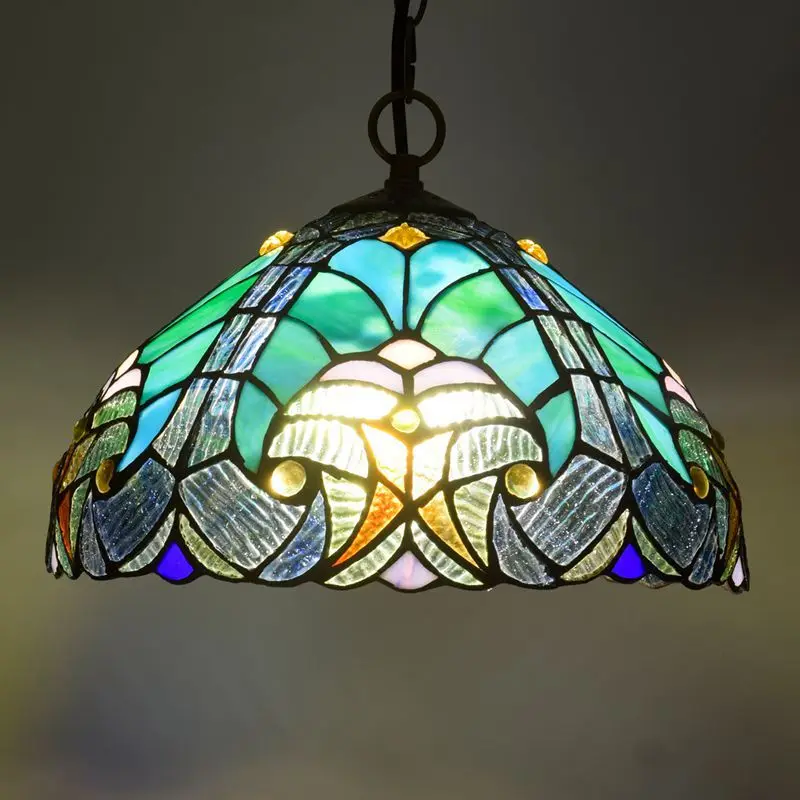 Tiffany style Pendant Light fixtures Hanging Lamp Stained Glass Light Decor for Dining Living Room Kitchen Island Study Hallway