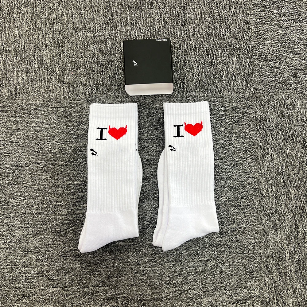 

SY-90 Sport Socks | WHITE Cotton with Heart Jacquard | Moisture-Wicking Stretch for Gym & Running | Athletic Performance