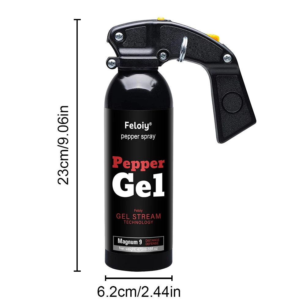 Magnum 9 Gel de pimienta 470ML ‚ Gel de pimienta de fuerza policial, tapa abatible, tecnología de flujo de gel grueso a prueba de viento ‚ para autodefensa