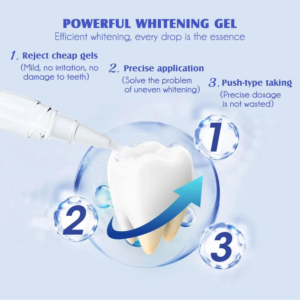 Teeth Whitening Kit with Vibration Massage LED Whitening Light 35% Peroxide Home Use Teeth Bleaching Oral Gel Kit