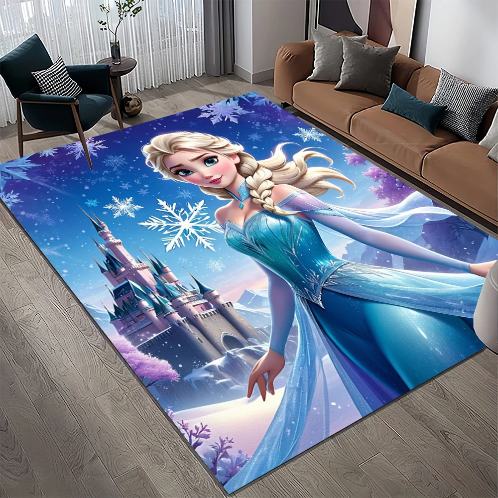 

Cartoon Frozen Elsa Area Rug Snow Princess Carpets for Living Room Bedroom Sofa Doormat Decoration,Kids Play Non-slip Floor Mat