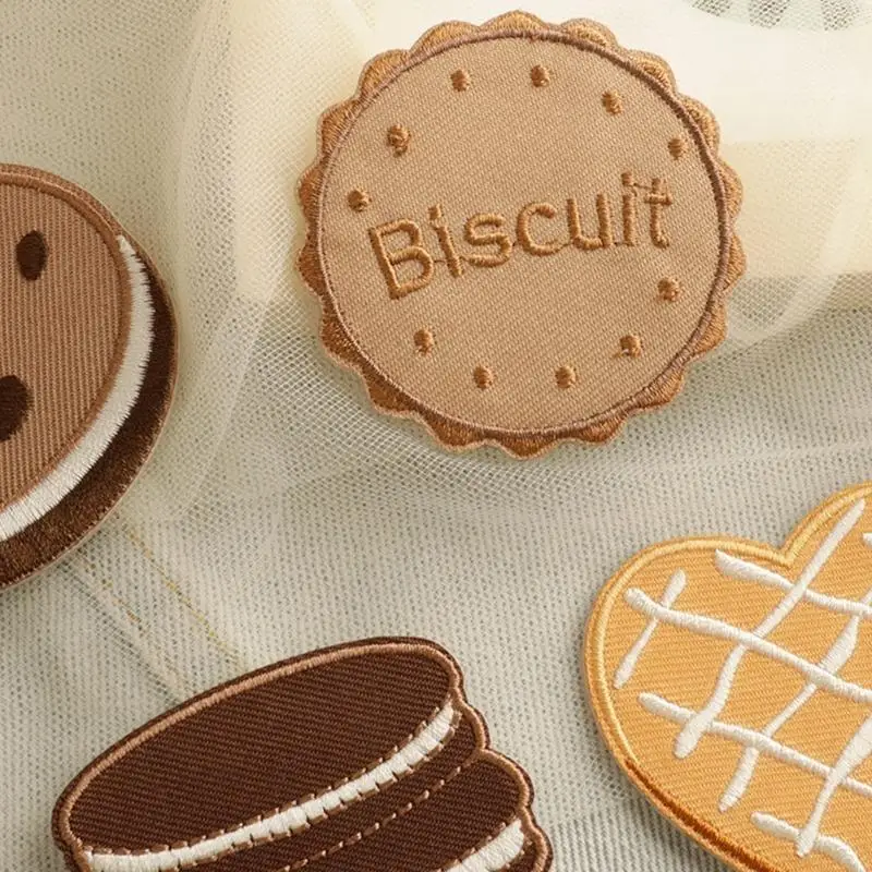 

Biscuit Theme Fabric Patches Stickers Reusable Adhesive Backing Applique For Hat Backpack Kids Clothes Repair 10Pieces